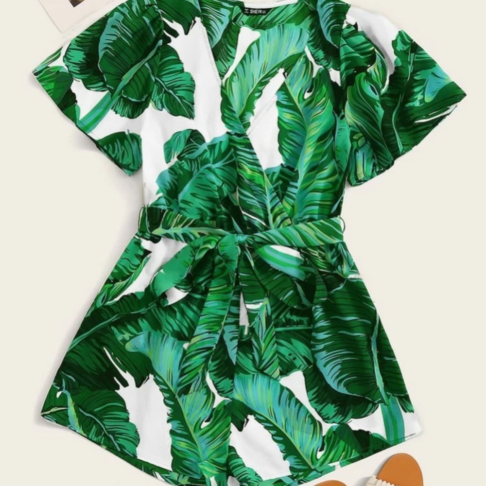 NWOT Palm Leaf Romper
